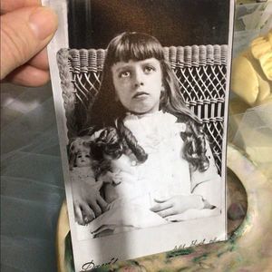 Reprint Photo Young Girls Posed W/Doll in Chair Post Mortem Memory Photography